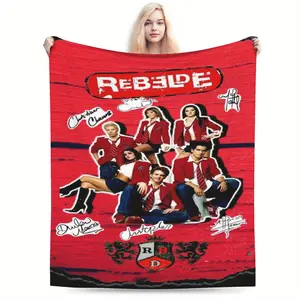 Rebeldes RBD-themed plush printed blanket - suitable for all seasons, including beds, sofas, travel, camping, and the office - the perfect gift.
