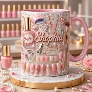 Manicurist Mug 2D Printed 3D Effect Nail Queen Coffee Cup, Personalized Name Gift for Nail Tech Salon Manicurist, Premium Ceramic Mug for Beauty Professionals, Birthday Appreciation Gift Idea for Her Friends Mom Dad Coworker