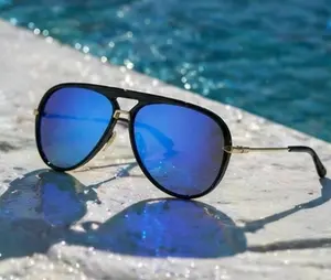 Unisex Aviator Sunglasses with Blue Tinted Lenses – Lightweight Frame Fashion Eyewear