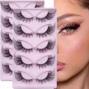 10Pairs/2Pack Cat Eye Fox Eye False Eyelashes Cosmetic 24mm Wispy Faux Mink Fluffy Lash Extensions Reusable For All Occasions Volume False Eyelashes