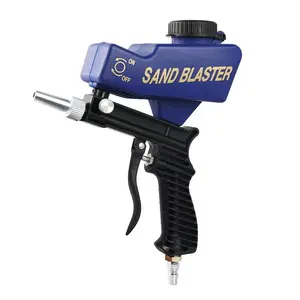 Small Handheld Portable Pneumatic Blue Sandblasting Gun, Home-Use Metal Rust Removal and Restoration Tool with Handheld Grip