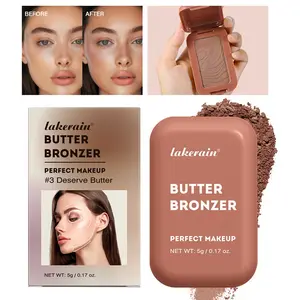 1Pcs butter bronze colored hair care cream moisturizes and nourishes, with a silky luster and natural three-dimensional highlighting powder Baked Bronzer Womens cosmetics