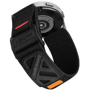 Compatible with Samsung Galaxy Watch 7 6 5 4 FE Band 40mm 44mm/ Watch 6 4 Classic 47mm 43mm 42mm 46mm/5 Pro 45mm/Watch 3 Classic 41mm/Active 2, 20mm Nylon magnetic snap fastener Replacement Sports band for Men