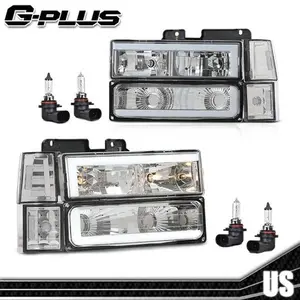 Fit For 94-00 C/K Suburban Clear Corner Chrome LED DRL Headlights Bumper Lamps