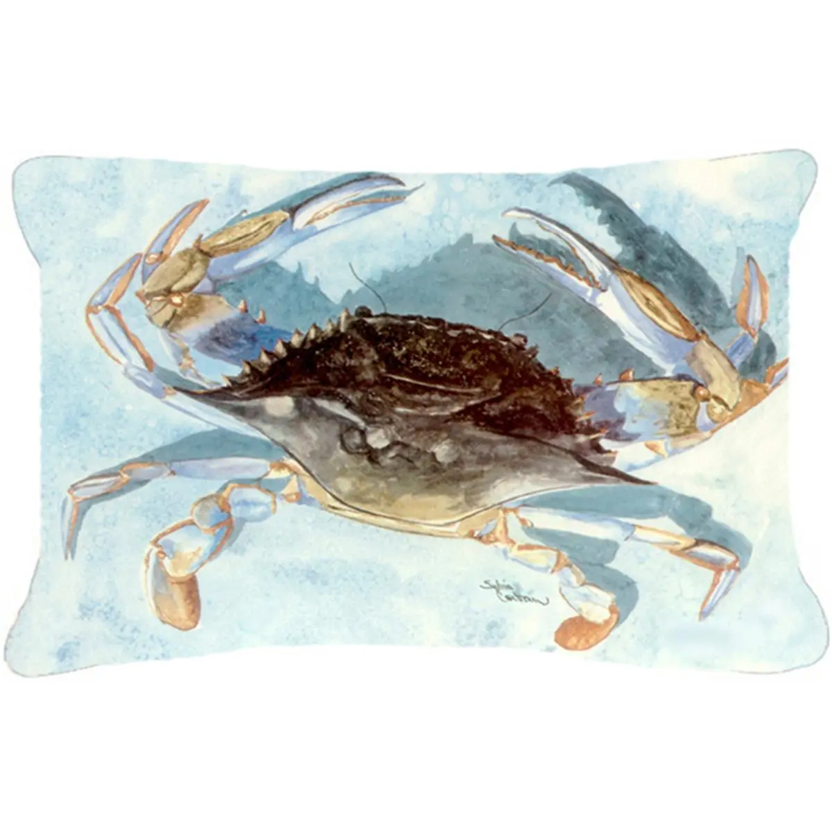 12 x 16 in Fade-Resistant Stain-Resistant Machine-Washable Polyester Blue Crab Indoor & Outdoor Decorative Pillow