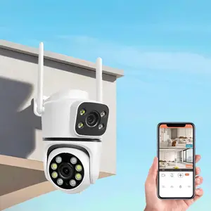 360° Dual Visions Security Camera, HD Dual Lens Two-Way Audio Waterproof Security Camera, Motions Detection Full Color Day & Night Camera for Indoor & Outdoor, Wifi Security Cam, Home Surveillance Camera, Wifi Wireless Camera
