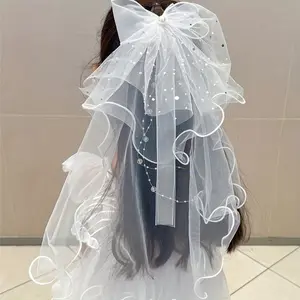 Mesh Bow Veil Princess Hair Accessories Photography Party Props For Women Girls Elegant and Durable