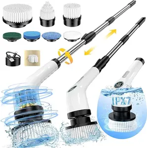 Electric Spin Scrubber with 7 Replaceable Heads Water Proof Long Handle Easy Clean Handy 2 Speed Cordless Long Battery