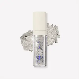 [ROMANTIC BEAUTY] Fairy Dust Silver Highlighter Powder for Face & Body - Vegan Buildable Luminizer with Ethereal Glow, Cruelty-Free & Travel Compact