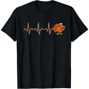 100% Cotton Heartbeat Turkey Nurse Thanksgiving T-Shirt