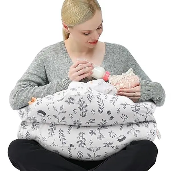 Chilling Home Nursing Pillow Adjustable Baby Pillow for Breast Feeding Bottle Feeding Large Size More Support for Mom and Baby Breastfeeding Essentials for Newborn Removable Cover Machine Washable, Gift For Baby Showers, Baby Items
