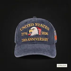 GYNLEUX Men's American Hat - 1776-2026 250th Anniversary Patriotic Eagle Embroidered Polyester Soft Top Baseball Cap, Adjustable Stylish Hat for Daily Wear, Fourth of July