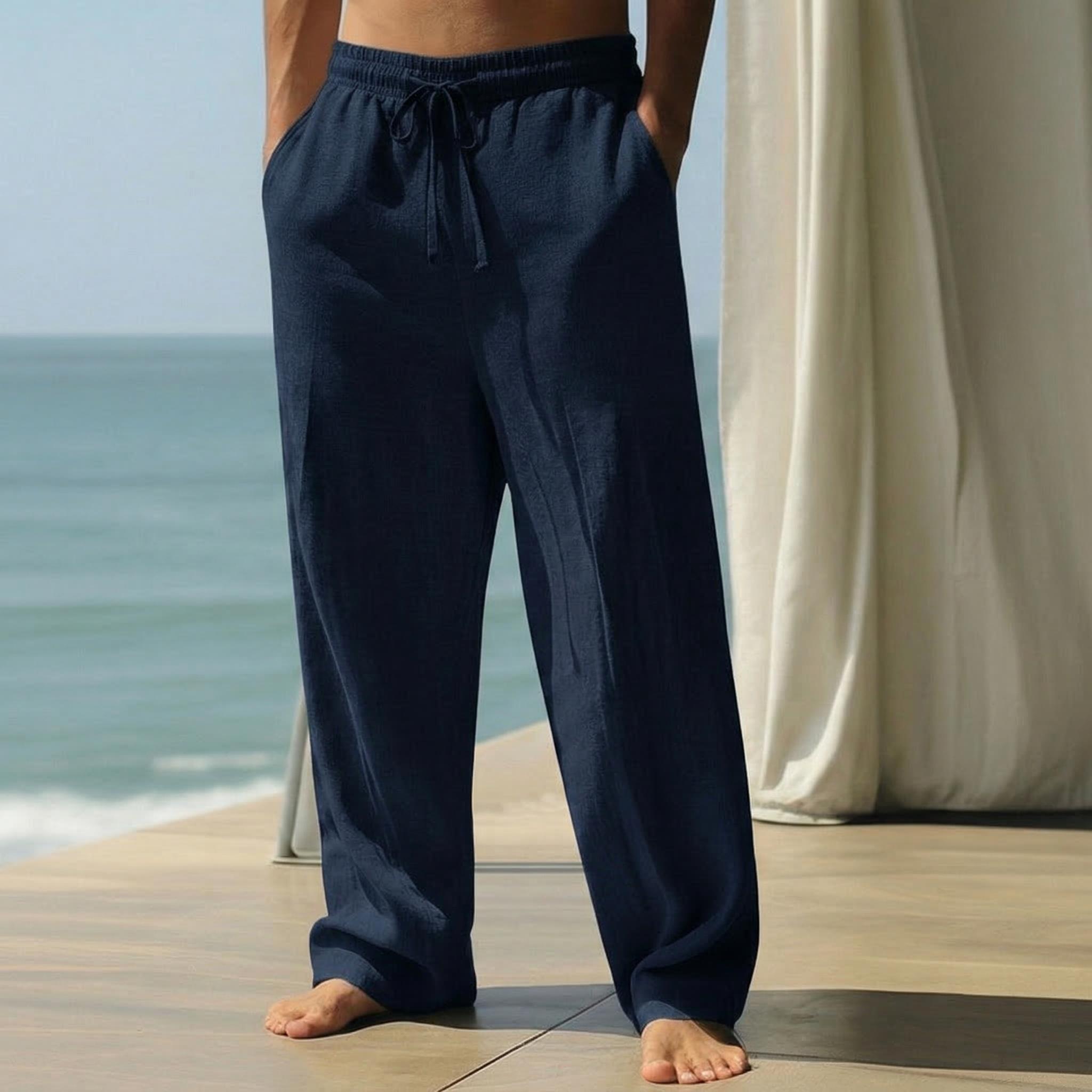 Men’s casual long pants with a loose drawstring waist; lightweight polyester fabric; classic straight leg design; breathable and comfortable; suitable for everyday wear, outdoor travel, vacations, and weekend leisure. Men’s casual long pants with a loose drawstring waist; lightweight polyester fabric; classic straight leg design; breathable and comfortable; suitable for everyday wear, outdoor travel, vacations, and weekend leisure.