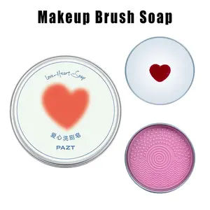 Alcohol Free Makeup Brush Cleaning Soap Bar with Silicone Scrub Pad, Gentle Deep Clean and Bristle Care for Daily Beauty Tools