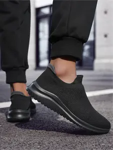 Unisex Flyknit Slip-On Casual Shoes Trainer Sneaker Sports Shoes Knitted Elastic Collar Breathable Lightweight Non-Slip For Commute & Shopping