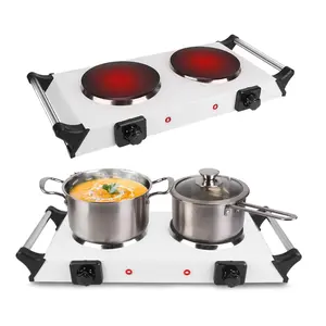 2000W Portable Electric Dual Burner Hot Plate - 5 Temperature Settings, Countertop & RV Use with Portable Handles