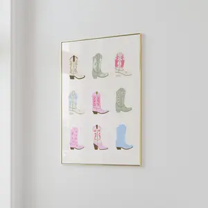 BonAirChurch Cowgirl Boot Print Cowboy Boots Poster No Frame  Bedroom Decor Cowboots Print Preppy Dorm Room Western Wall Art