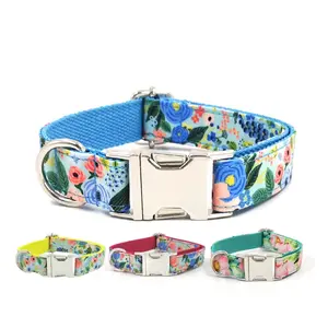 Personalized Dog Collar Floral Print 1Pc Custom Laser Engraved Soft Cotton  Nameplate Durable ID Durable Material Easy to Install