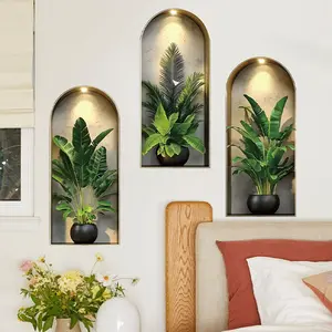 Plant Wall Sticker, Decorative PVC Wallpaper, Wall Decal for Living Room, Dining Room, Bathroom, Bedroom, Removable Design