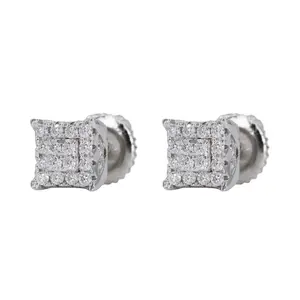 Pointed Square Iced Out VVS Moissanite Daimond Earrings men woman