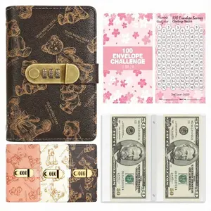 100-Day Savings Challenge Book, Savings Challenge Planner, with Password Lock, Waterproof, for Photos, Stamps, Ideal for Students, Teachers, Vintage Aesthetic, Classic Design, Photo Album For New Year Gift