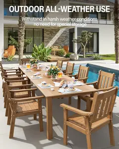 12-Piece Outdoor Patio Dining Set for 10, All-Weather Dining Table Set with Umbrella Hole and Aluminum Frame, Outdoor Furniture with 2 Tables and 10 Chairs for Backyard, Porch, Deck