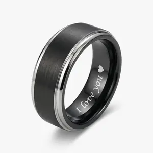 Custom Engraved Tungsten Promise Ring for Men