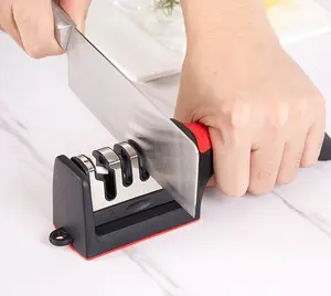 1pc Professional Diamond Ceramic Knife Sharpener, 4-Stage Kitchen Knife Sharpening Tool with Adjustable Angle and Non-Slip Base Hangable