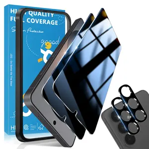 JavoYion 2 pack+2 pack for Samsung Galaxy S26 Plus- 2 Pack Privacy Screen Protector + 2 Pack Camera Protector - 9H Tempered Glass, Fingerprint Compatible, Anti-Spy