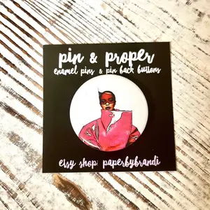 Pink B Pin Back Button Pin