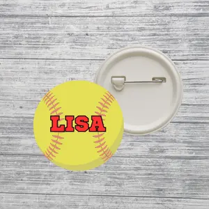 Softball Button Custom Personalized Name Team Pin