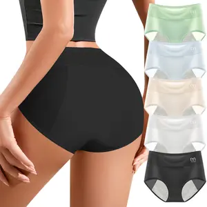 QUASTI 5 Pack Mid Waist Period Briefs for Women, Basic Fit Mix Colors Soft Breathable Leak Proof Physiological Thickened Crotch Menstrual Panties, High Stretch Comfort Briefs, S-XXL