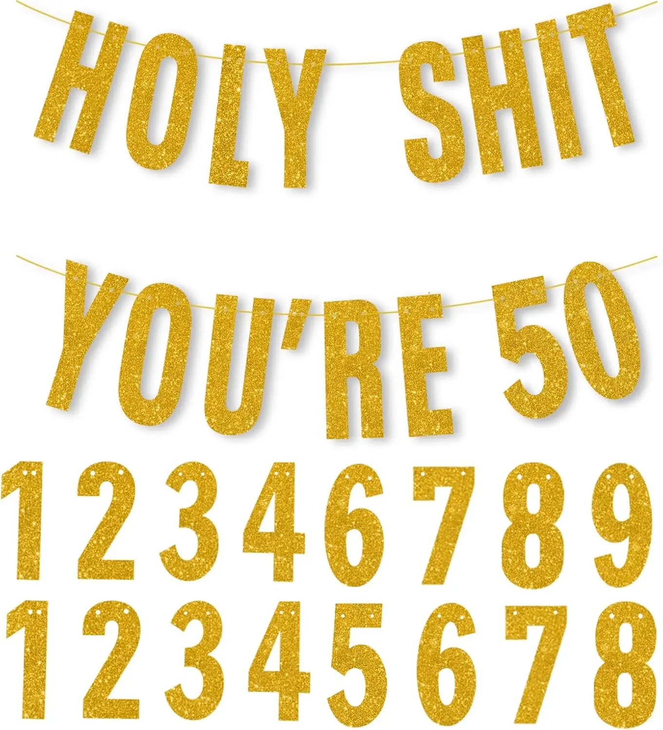 Funny Birthday Decorations for Men & Women, All Ages Fun Party Banner, Unique Birthday Gifts for Her, Him, Dad, Monther, Grandma, Grandfather (gold)