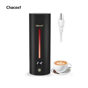 CHACEEF Travel Kettle 350ml Portable Electric Kettle with 5 Variable Presets, 304 Stainless Steel Mini Hot Water Boiler, White, Lightweight Design