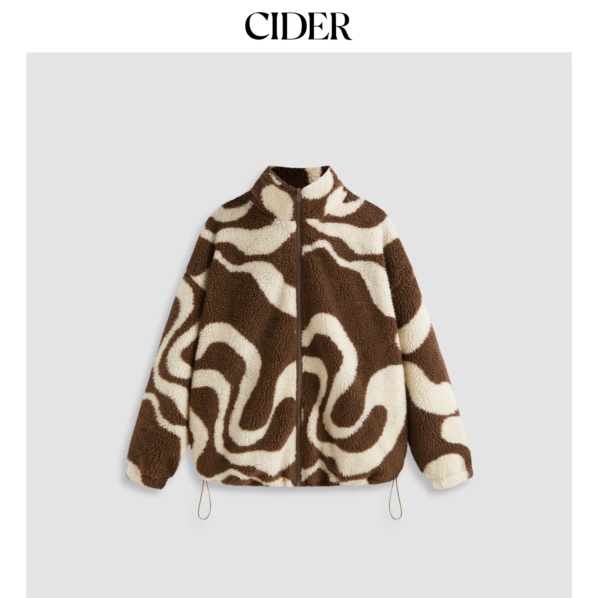 Cider [2 colors, size 2-26] Oversized Printed Fleece Zip Up Jacket