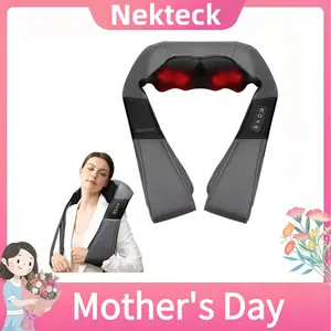 Nekteck Neck and Back Massager with Soothing Heat Adjustable Intensity 3D Kneading Massage Pillow for Shoulder Leg Body Pain Relief Durable Gift