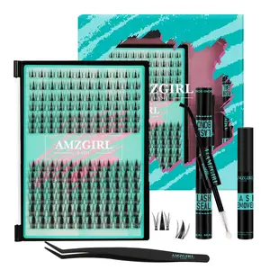 AMZGIRL LASH DIY Lash Extensions Kit 144pcs Manga Waterproof Eyelashes Makeup Cosmetic Set with Bond Seal Remover Applicator  8-16mm Mixed Individual Lashes