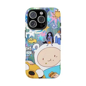 Exclusive Vibrant Adventure Time Land of Ooo Cartoon Art Premium Tough Shockproof Phone Case for iPhone 11 12 13 14 15 16 17 Pro Max Plus
