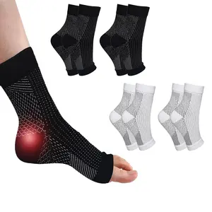 4 Pairs Open Toe Compression Socks, Unisex, with Arch Support, for Relief of Swelling, Achilles Tendonitis, Heel Pain & Plantar Fasciitis, Ankle Compression Sleeves sport