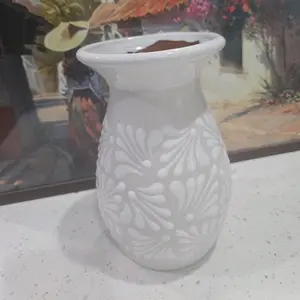 Medium Sized White Talavera Vase