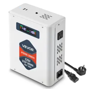 fathersdaygift VEVOR Step Down Voltage Converter, 2000VA, Heavy Duty Voltage Power Converter, 220V to 110V Power Transformer, with 2 US Outlets, USB Output, LCD Display, Temperature Protection, for 110V Appliances