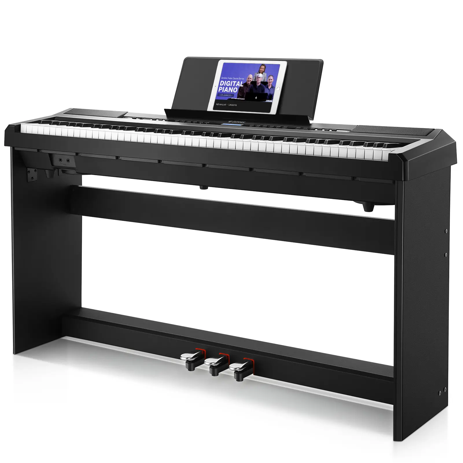 Donner DEP-20 88-Key Portable Weighted Electronic Piano Keyboard for Unisex Parents, with Slim Cabinet, Furniture Stand, 3-Pedal Set & Advanced Technology