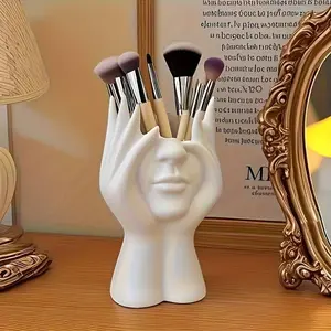 1pc, Unique Creative Human Body Art Shaped Makeup Brush Holder Pen Cup Decorative Storage Box Stylish Organizer/Desktop Mounting Tool, for Storing Cosmetic Tools, Beauty Organizer for Vanity - Bathroom Makeup Organize, Cosmetic Organizers