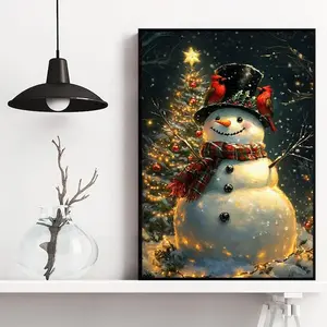 Christmas Snowman Christmas Wall Art Snowman Christmas Winter Canvas Print posters Christmas Decor Forest Wall Art Seasonal Decor Art