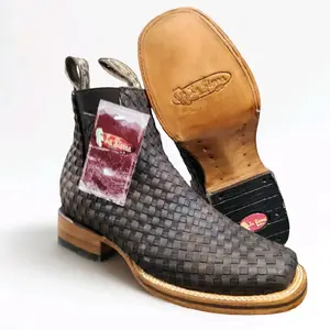 Cafe Botin Vaquero Petatillo/Basketweave Cutter Toe Ankle Boot