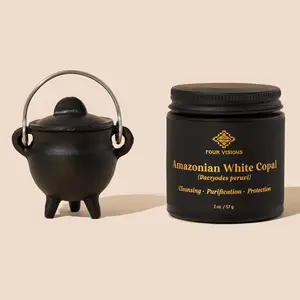 White Copal Resin Incense Kit – Copal Incense Burner Set with Charcoal for Meditation Rituals, Home Cleansing & Resin Incense Burning | Four Visions