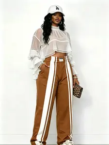 Tiered Ruffle Long Sleeve Sheer Mesh Top Blouse Shirts Womenswear