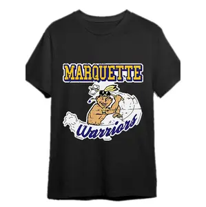 Marquette Warriors Vintage Logo Retro Graphic Tee For Men Black Short Sleeve T Shirt Collection