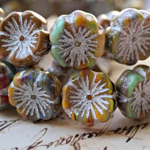 Fall Blooms, Czech Beads, Czech Flowers, Beads