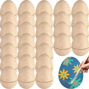 18 Pcs DIY Paper Mache Easter Eggs, Easter Craft Supplies Blank Paper Eggs for Crafts Decorating Fillable Paint Your Own Eggs for Easter Party Ornaments Children Egg Hunt Basket Stuffers Fillers (18)
